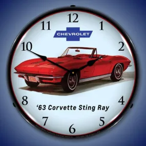 1963 Corvette Convertible Backlit LED Clock