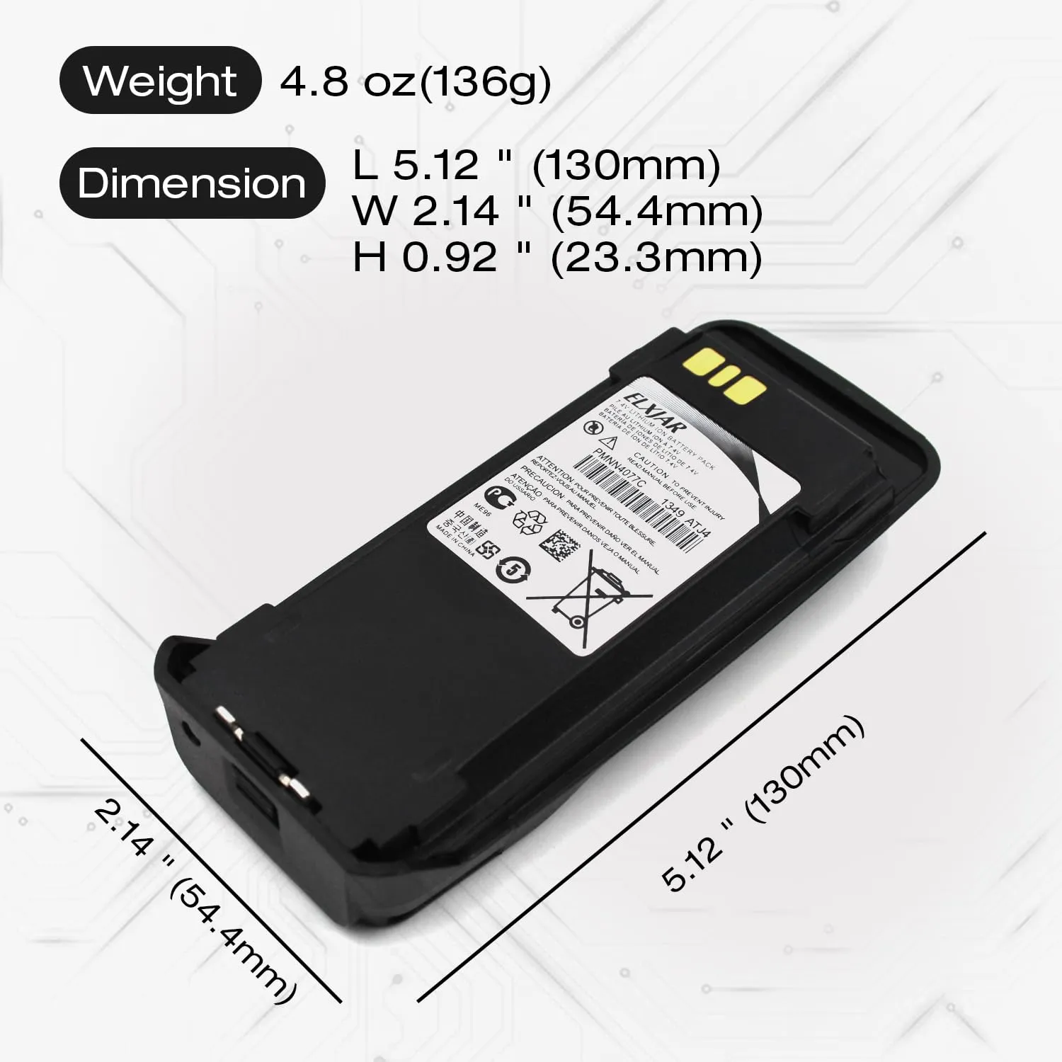 (2-Pack) 7.4V 2600mAh Li-ion Replacement Battery for Motorola PMNN4077C, Compatible with XPR6100 XPR6300 XPR6350 PR6380 XPR6500 XPR6550 XPR6580 DP3400 DP3601 DGP4150 DGP6150 XIRP6500, PMNN4066A