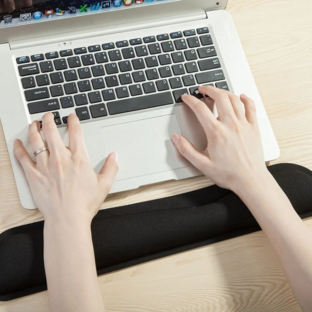 (2-piece set) Ergonomic mouse mat and keyboard palm rest for working at the computer - black