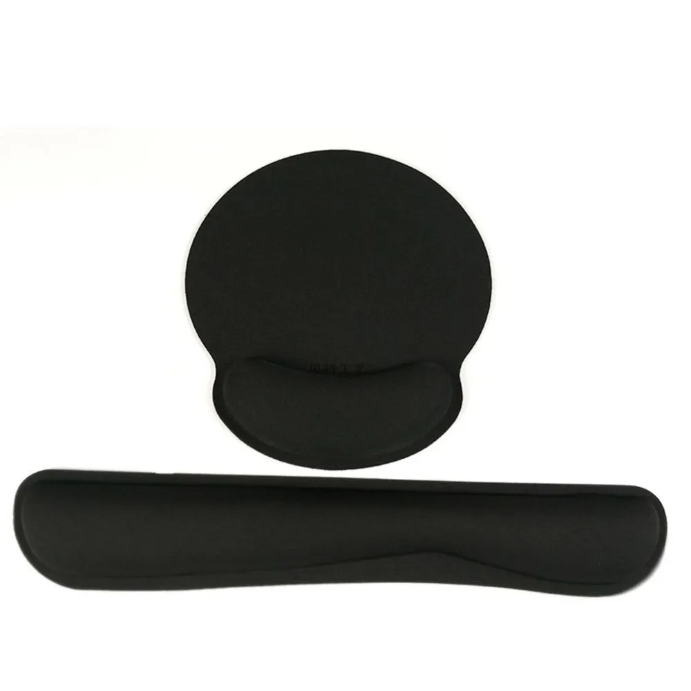 (2-piece set) Ergonomic mouse mat and keyboard palm rest for working at the computer - black