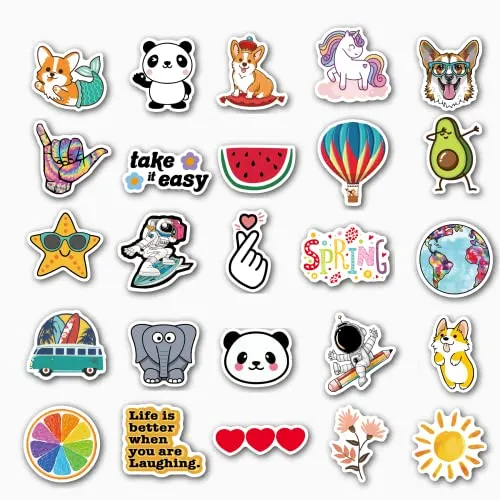 200Pcs Water Bottle Stickers for Kids Teens, Waterproof Vinyl Stickers, Aesthetic Laptop Stickers, Stickers for Water Bottles,Cute Stickers Packs