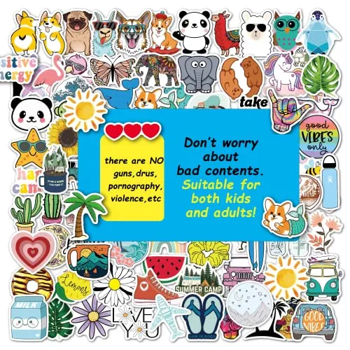 200Pcs Water Bottle Stickers for Kids Teens, Waterproof Vinyl Stickers, Aesthetic Laptop Stickers, Stickers for Water Bottles,Cute Stickers Packs