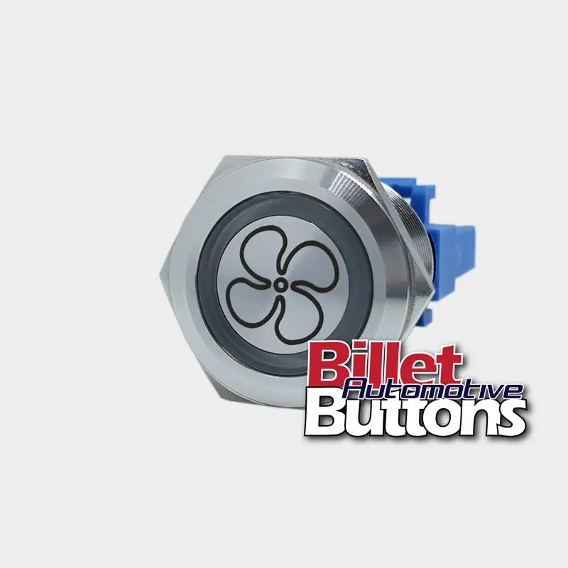 22mm 'FAN OUTLINE SYMBOL' Billet Push Button Switch Blower Engine Fans