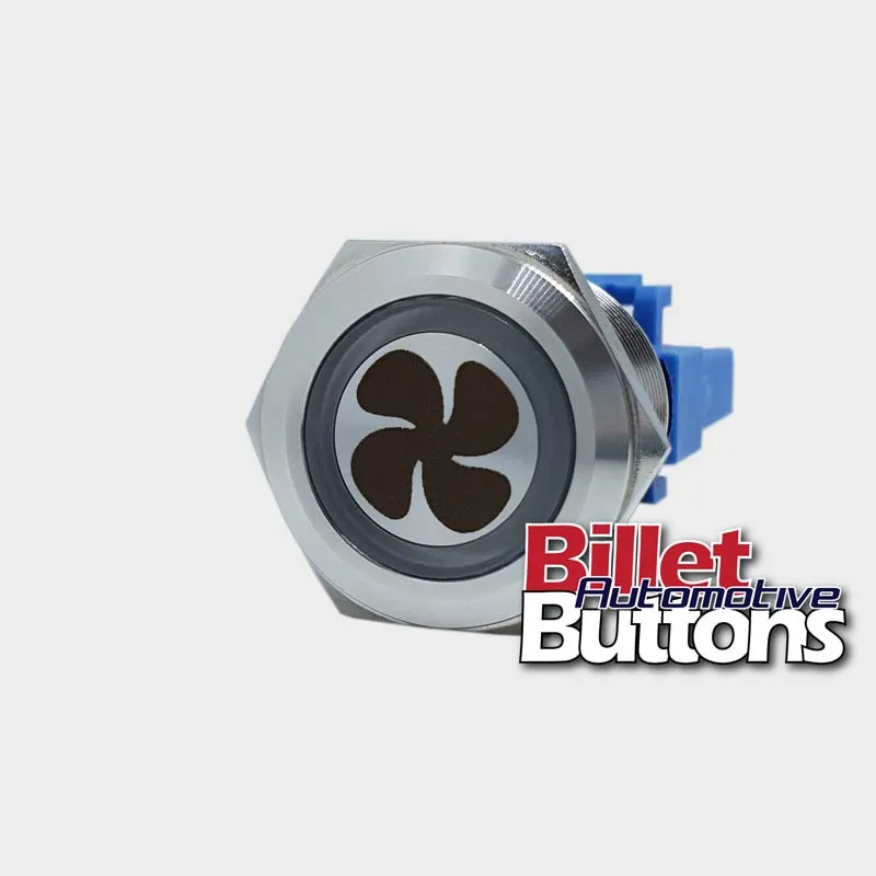 22mm 'FAN SYMBOL' Billet Push Button Switch Engine Fans Fan