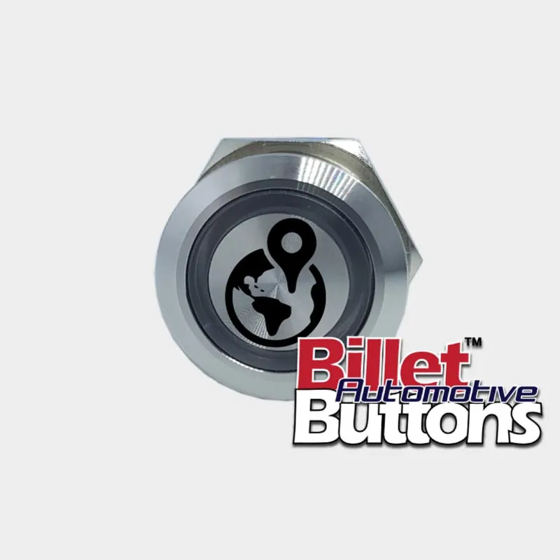 22mm 'GPS SYMBOL' Billet Push Button Switch Marine Location