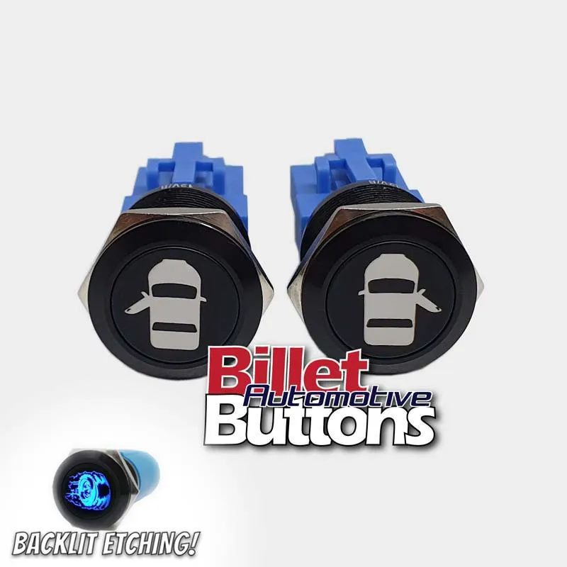 22mm Pair 'DOOR OPEN SYMBOLS' Billet Push Button Switches Opener Poppers