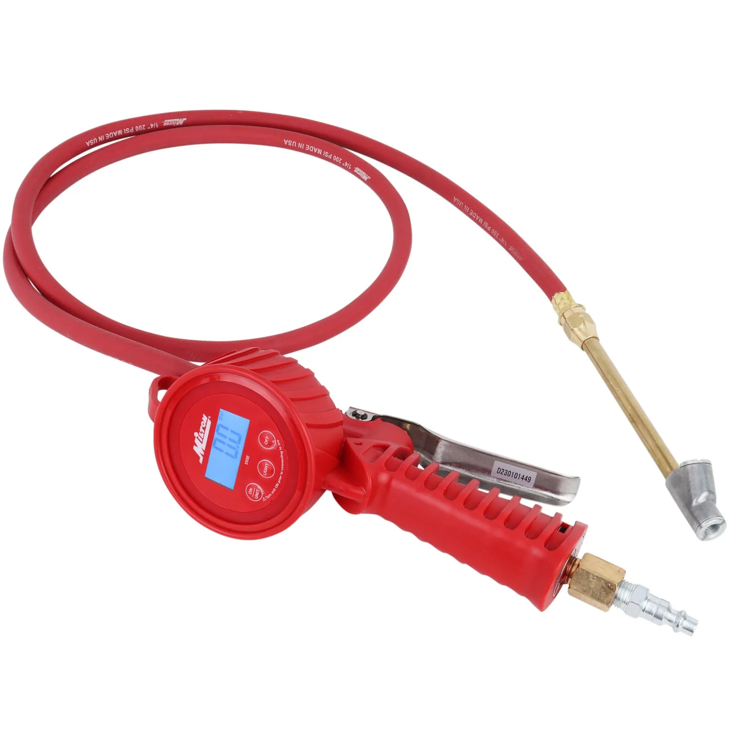 555e-HD Digital Tire Inflator Gauge, 5' Extended Reach, measures from 5 to 150 PSI, ± 1 PSI Accuracy