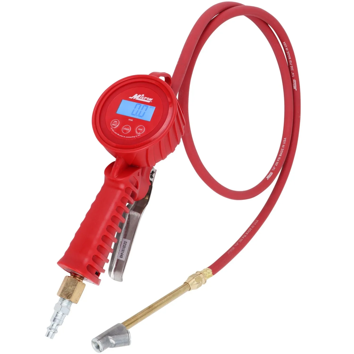 555e-HD Digital Tire Inflator Gauge, 5' Extended Reach, measures from 5 to 150 PSI, ± 1 PSI Accuracy