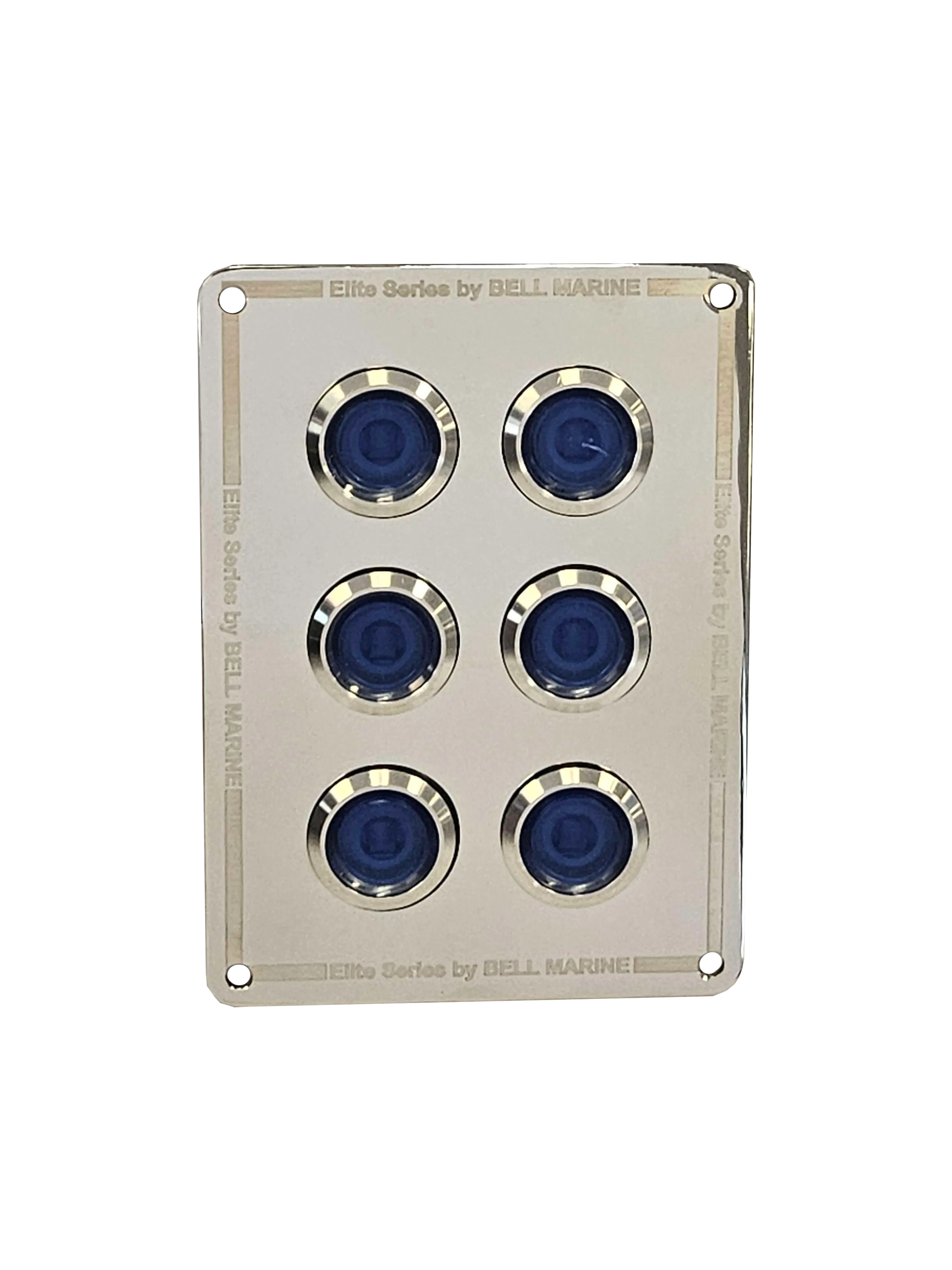 6 Gang Stainless Steel switch panel with 15A backlit switches - Rectangular