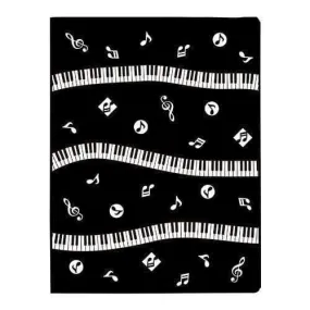 A4 Clear Display Folder (40 pockets) - Music Score & Keyboard Black