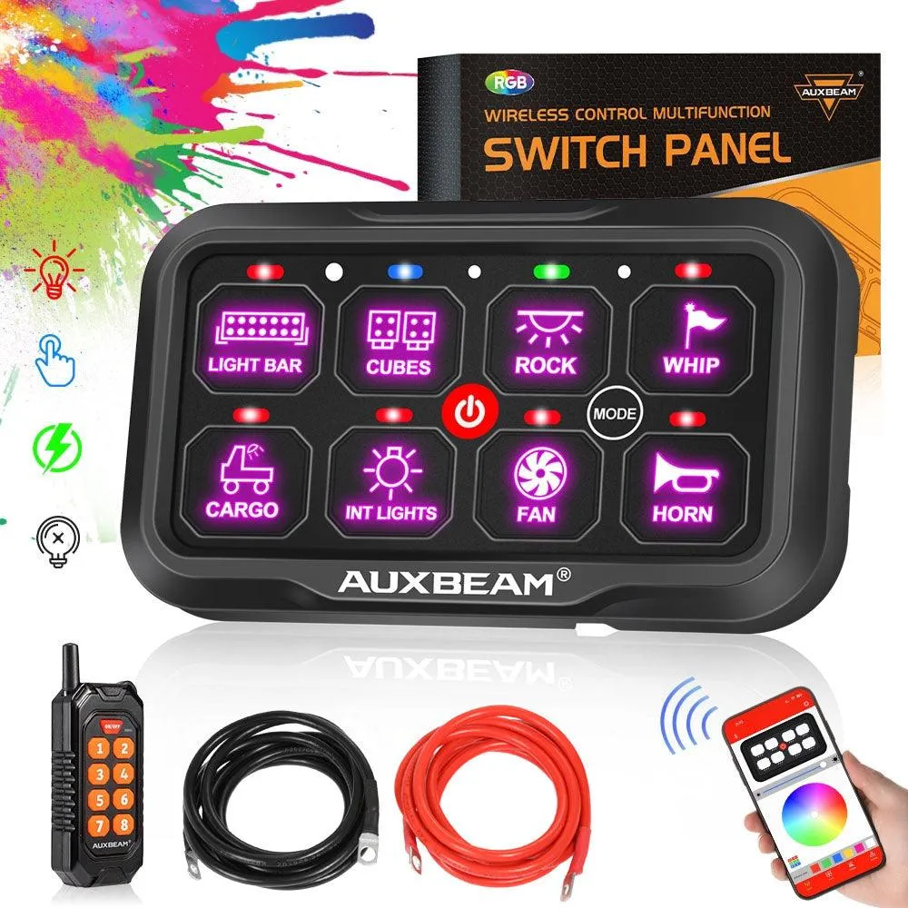 AC Series 8/12 Gang RGB Switch Panel with APP&Remote Control, Toggle/ Momentary/ Pulsed Mode Supported