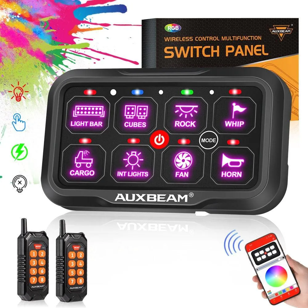 AC Series 8/12 Gang RGB Switch Panel with APP&Remote Control, Toggle/ Momentary/ Pulsed Mode Supported