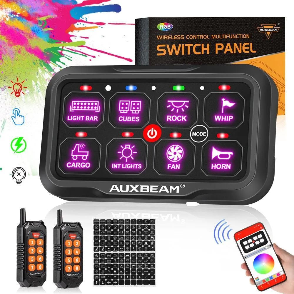 AC Series 8/12 Gang RGB Switch Panel with APP&Remote Control, Toggle/ Momentary/ Pulsed Mode Supported