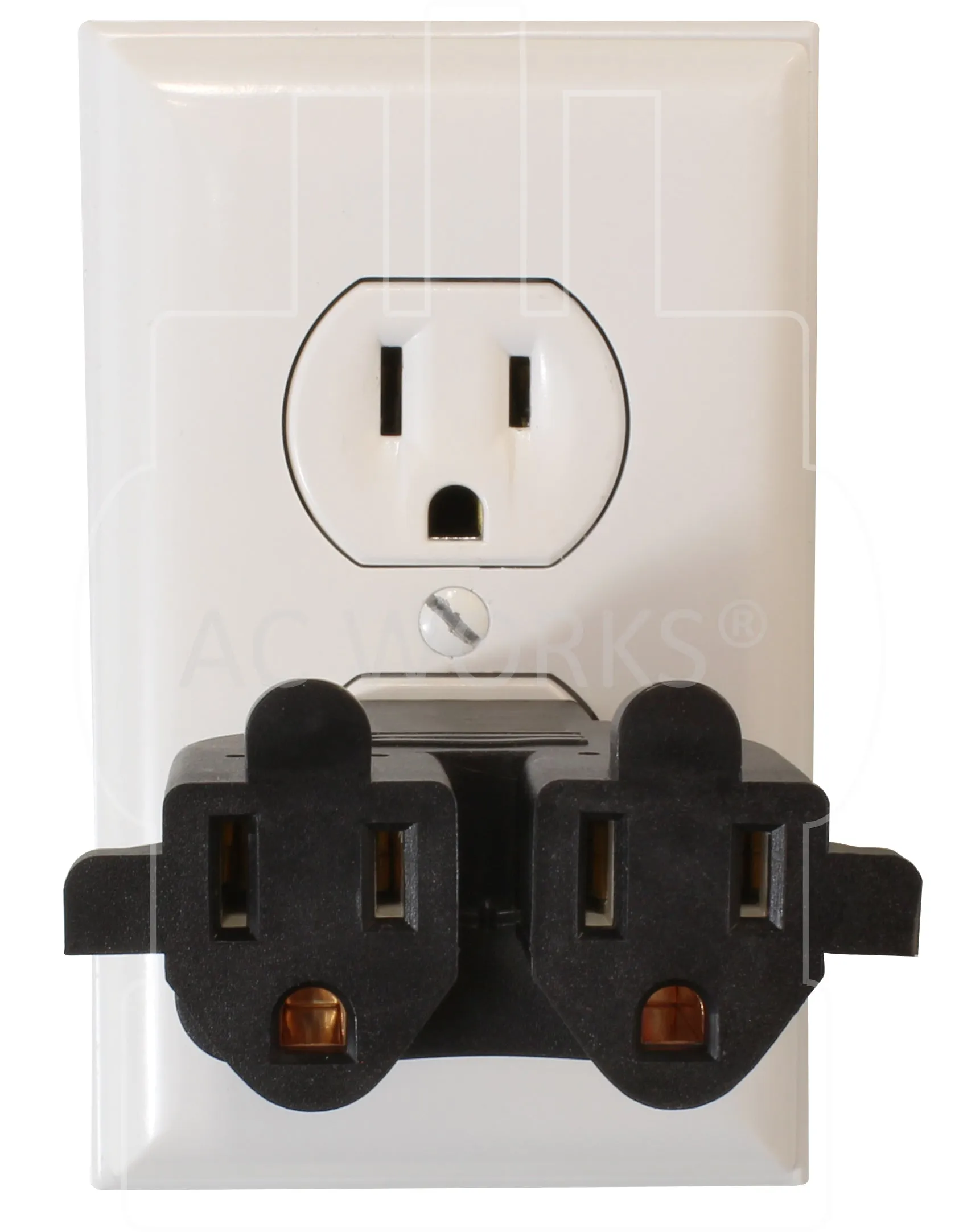 AC WORKS® [ADV104] 3-Prong Heavy-Duty V-DUO Household Outlet Adapter