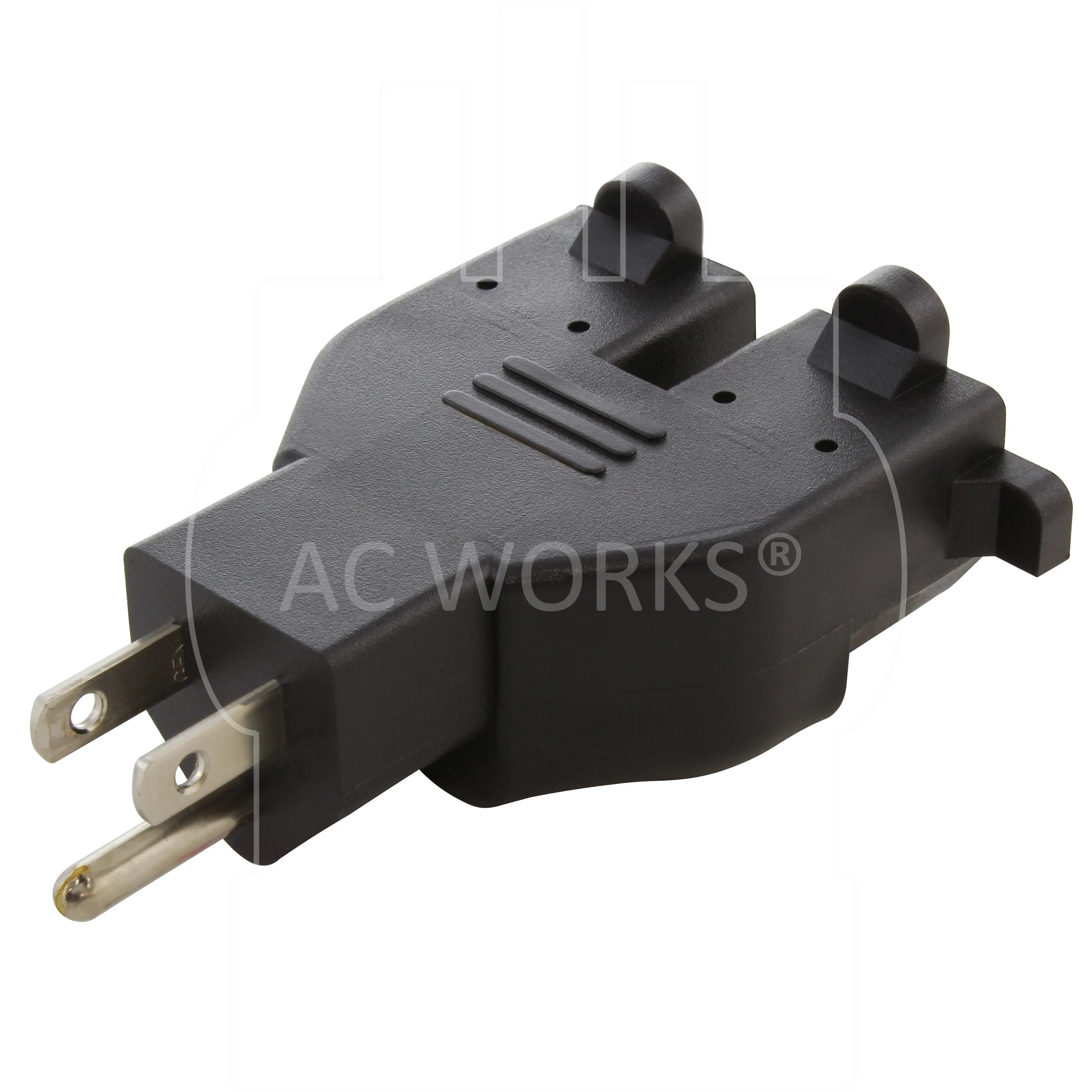 AC WORKS® [ADV104] 3-Prong Heavy-Duty V-DUO Household Outlet Adapter