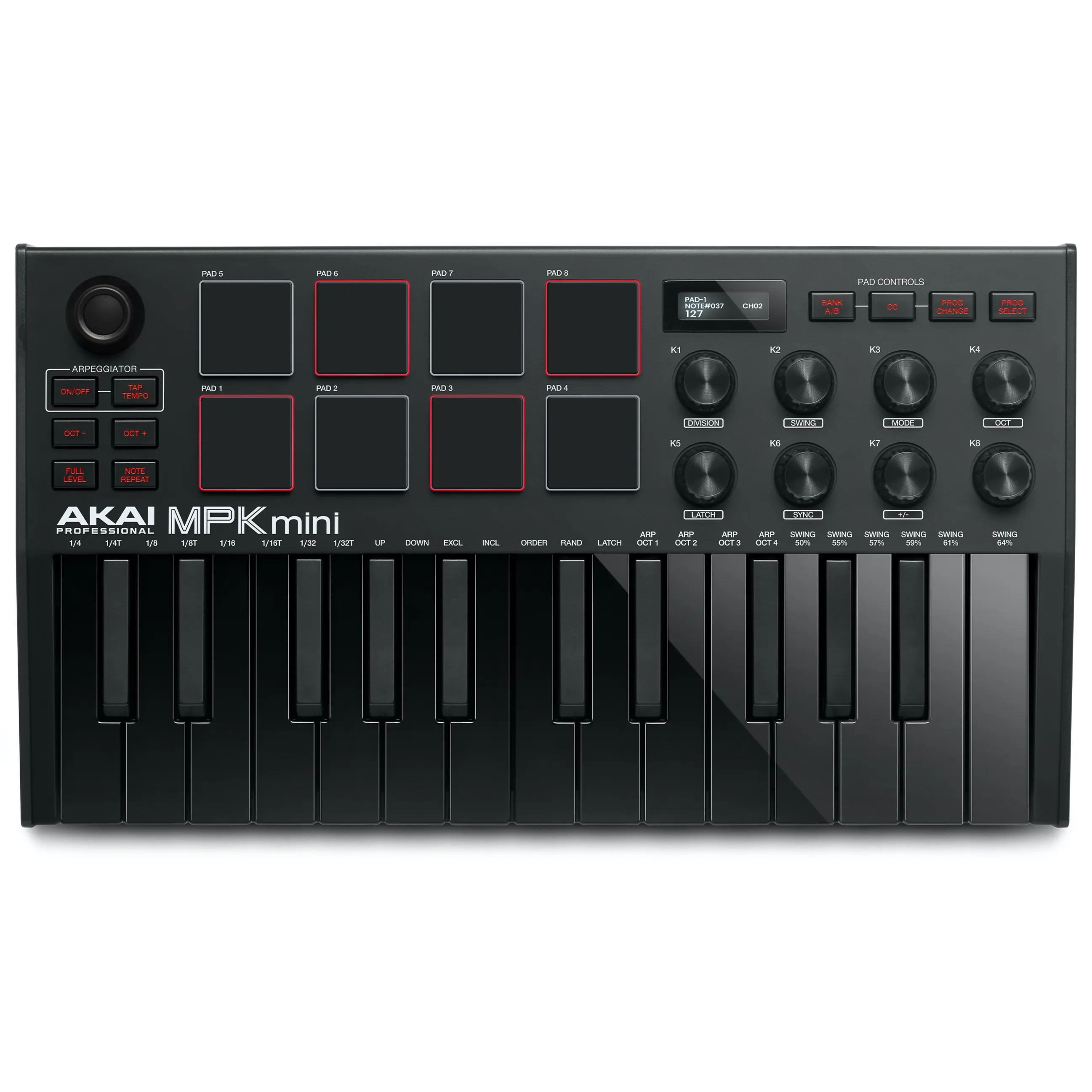 Akai MPKMINI3B Ultra Compact 25-Key Mini Keyboard Controller and Pads, Black