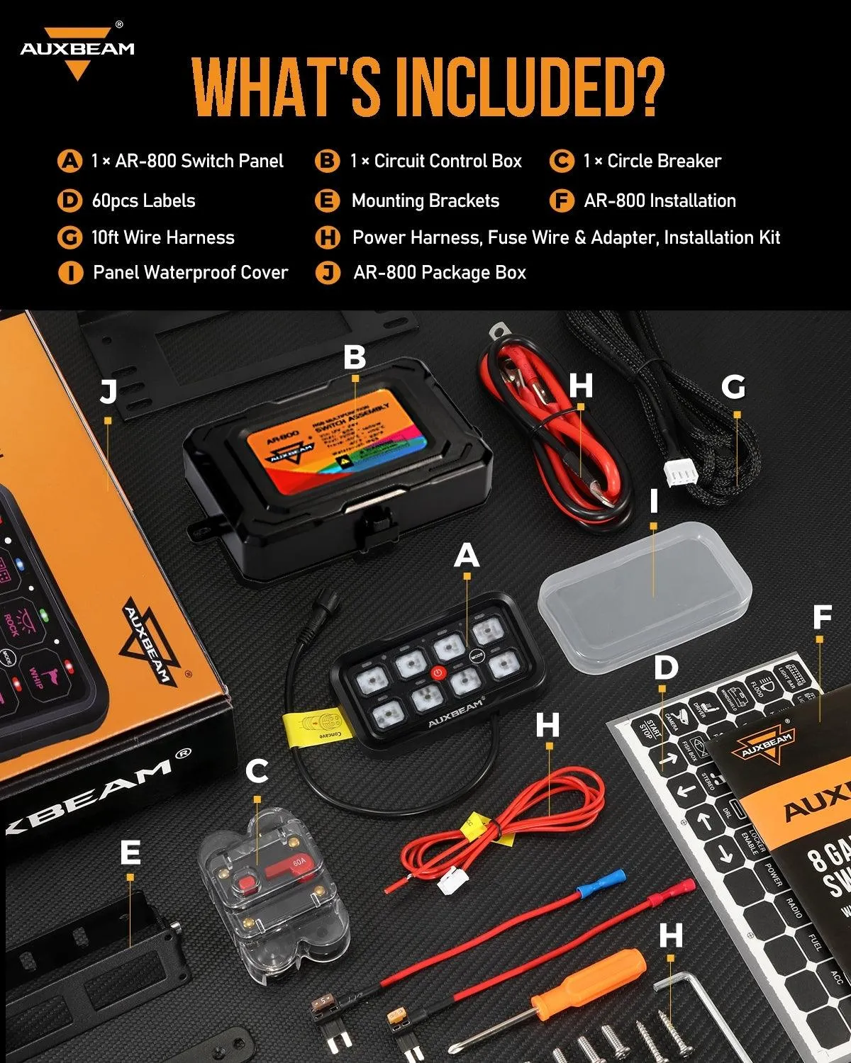 AR-800 Multifunction RGB Switch Panel with Bluetooth Controlled & 47 Inch Extension Cable(Optional) for Dodge Ram