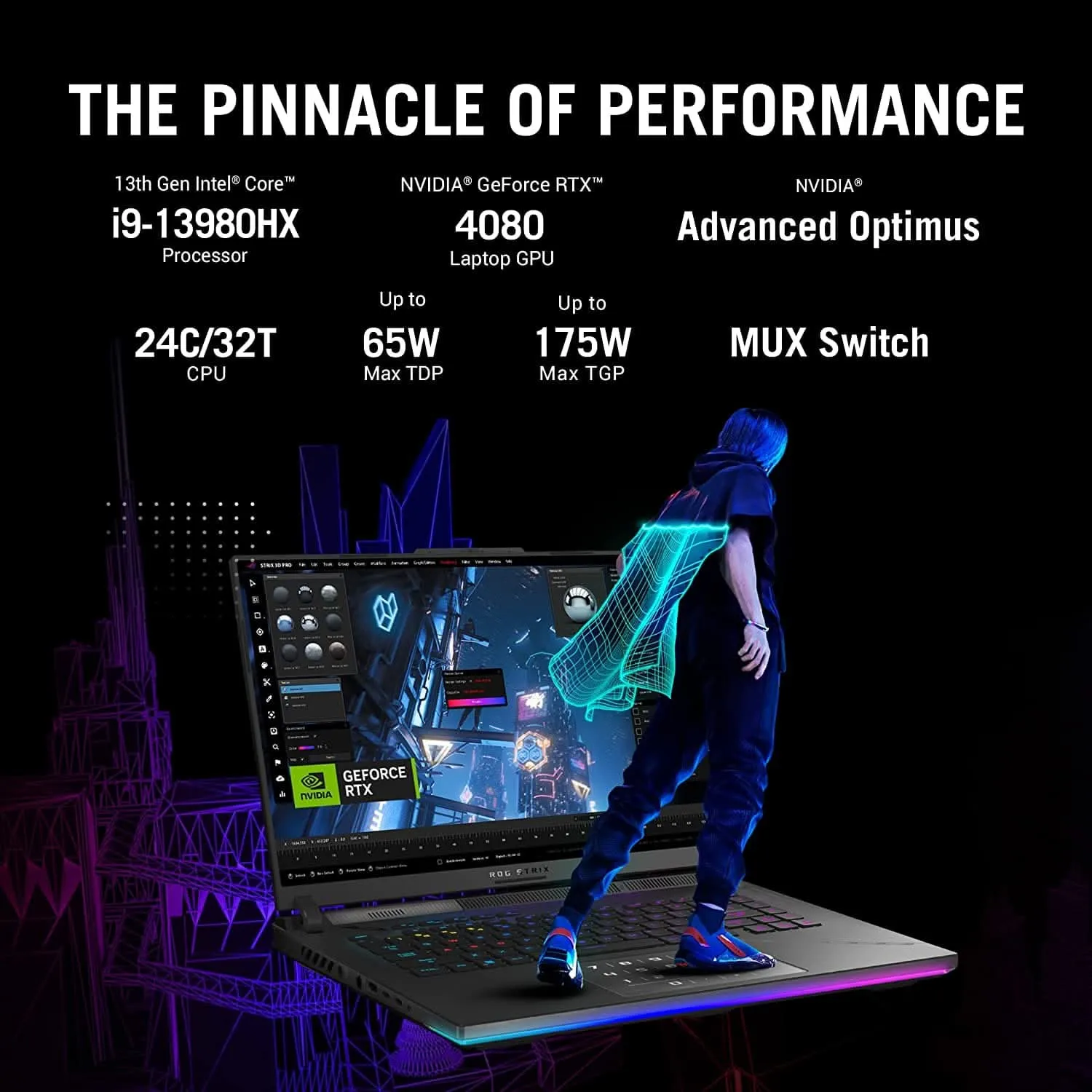 ASUS ROG STRIX SCAR 16 G634JZ-NM057WS [CI9-13980HX 13TH GEN/32GB DDR4/1TB SSD/NO DVD/WIN11 HOME MSO/16.0 INCH/12GB GRAPHICS RTX 4080/1 YEAR/BLACK]