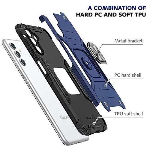 AYMECL A13 5G Case Galaxy A13 5G Case Samsung A13 Case with HD Screen Protector, Armor Grade Cases with Rotating Holder Kickstand Non-Slip Hybrid Rugged Case for Samsung Galaxy A13 5G Blue