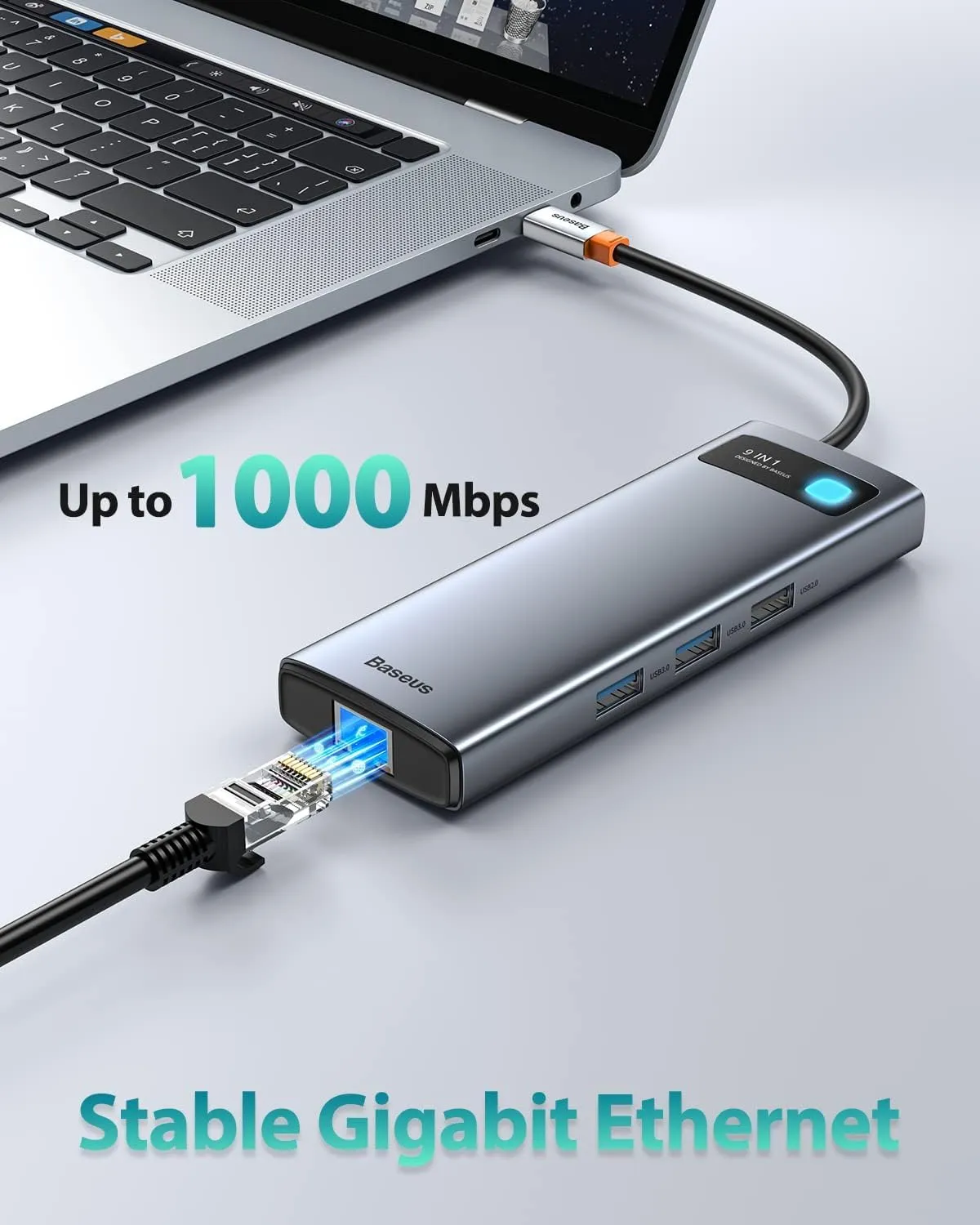 Baseus Laptop Docking Station Dual Monitor 4K@120Hz, 9 in 1 USB C Hub with 2 HDMI, 1000Mbps LAN, 100W PD, 3 USB, SD Card Reader, USB C Dock Compatible with iPhone 15/Mac/Dell/HP/Surface/Steam Deck