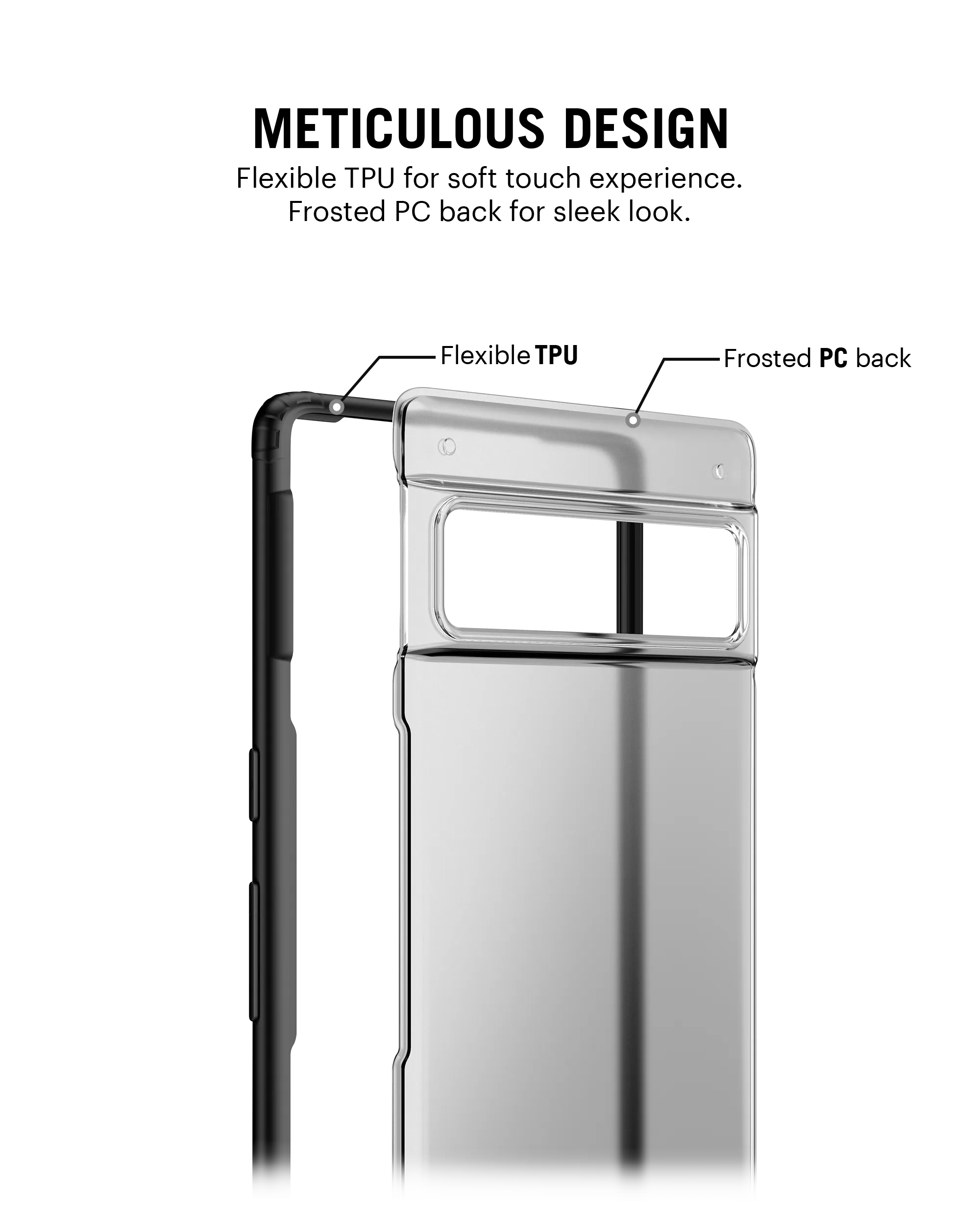 Black Frosted Clear Case Cover For Google Pixel 7