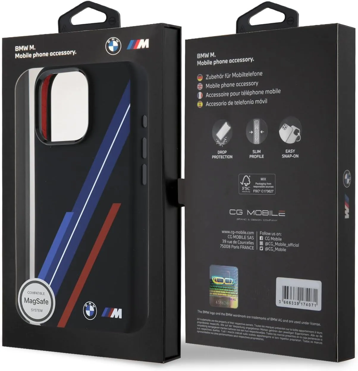 BMW M Series Silicone Random Lines Case with MagSafe iPhone 16 Pro 6.3" Black - BMHMP16L23SSPK