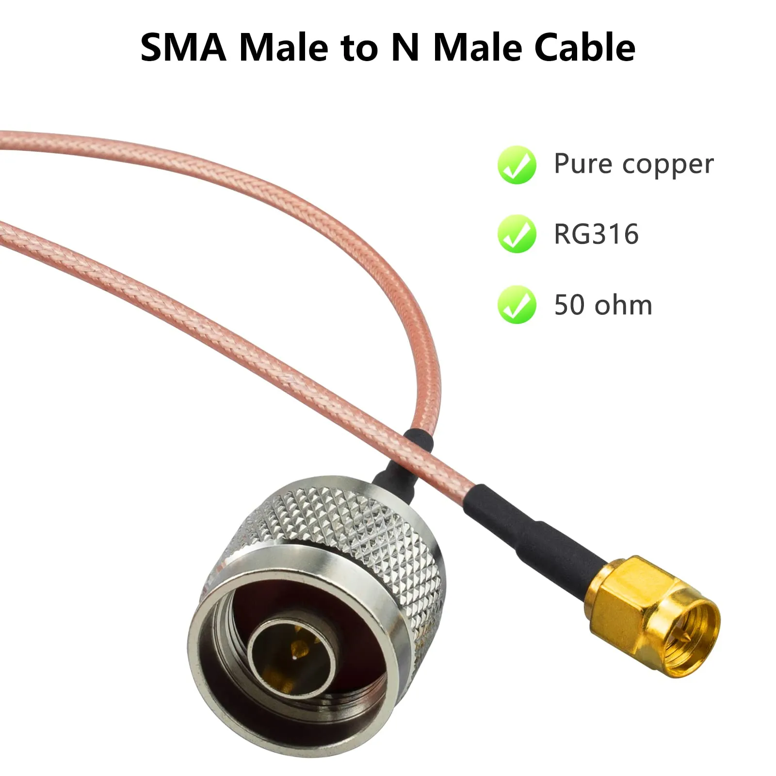 Boobrie N Male to SMA Male Cable RG316 6.5Ft N to SMA Male RF Coaxial Adapter Cable 50Ohms SMA to N Low Loss Coax Cable Pigtail Jumper for Celling Antenna Router 3G 4G LTE Ham Antenna