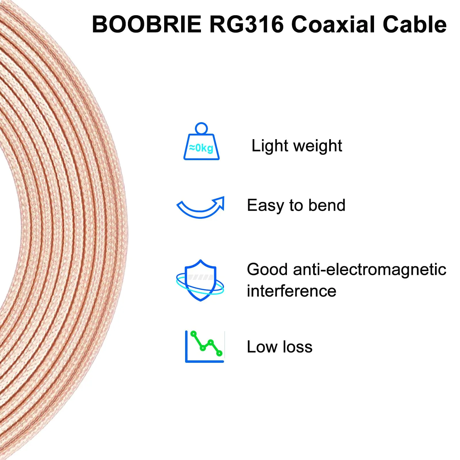 Boobrie N Male to SMA Male Cable RG316 6.5Ft N to SMA Male RF Coaxial Adapter Cable 50Ohms SMA to N Low Loss Coax Cable Pigtail Jumper for Celling Antenna Router 3G 4G LTE Ham Antenna