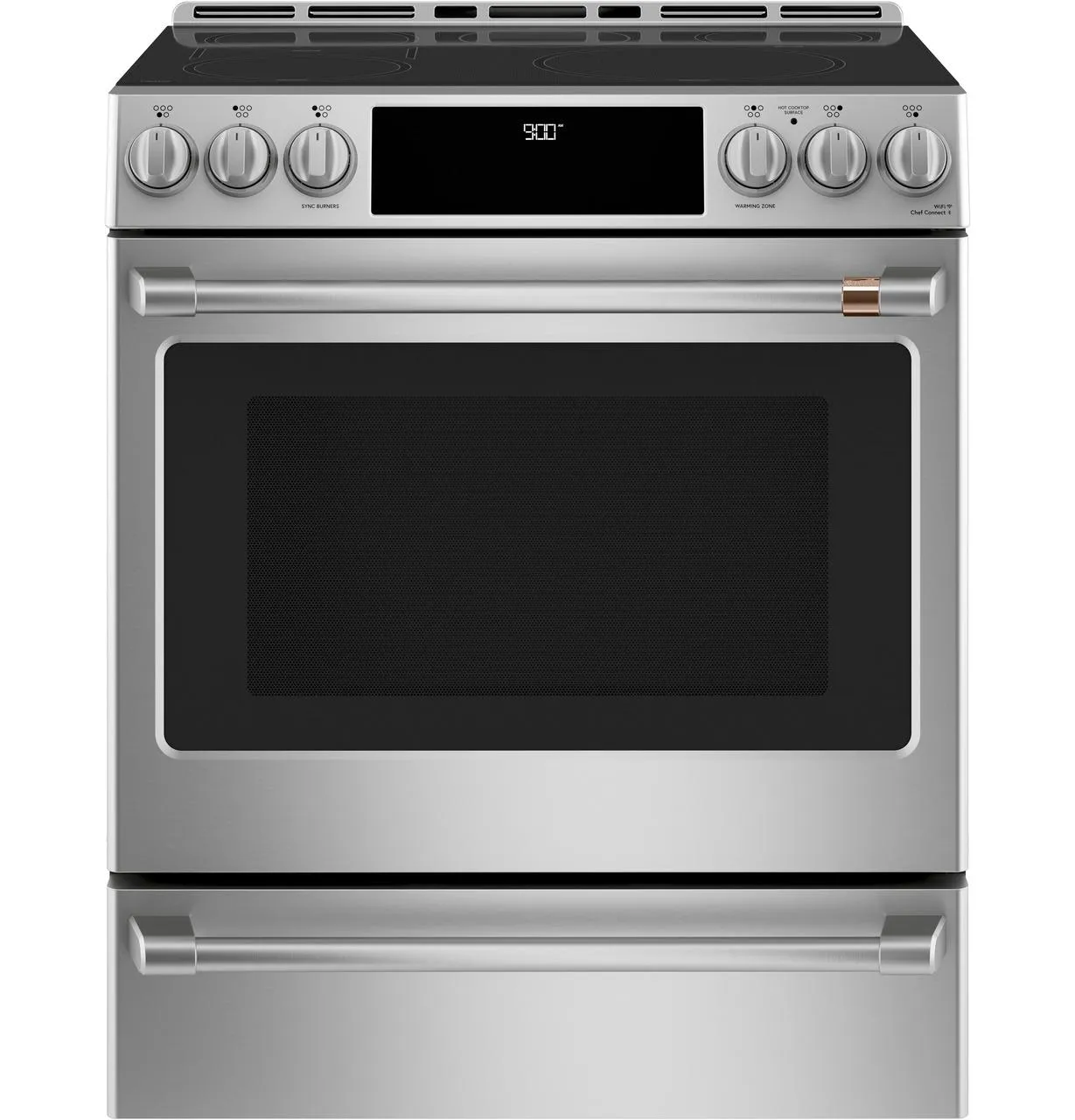 Cafe CHS900P2MS1 Caf(eback)™ 30" Smart Slide-In, Front-Control, Induction and Convection Range with Warming Drawer