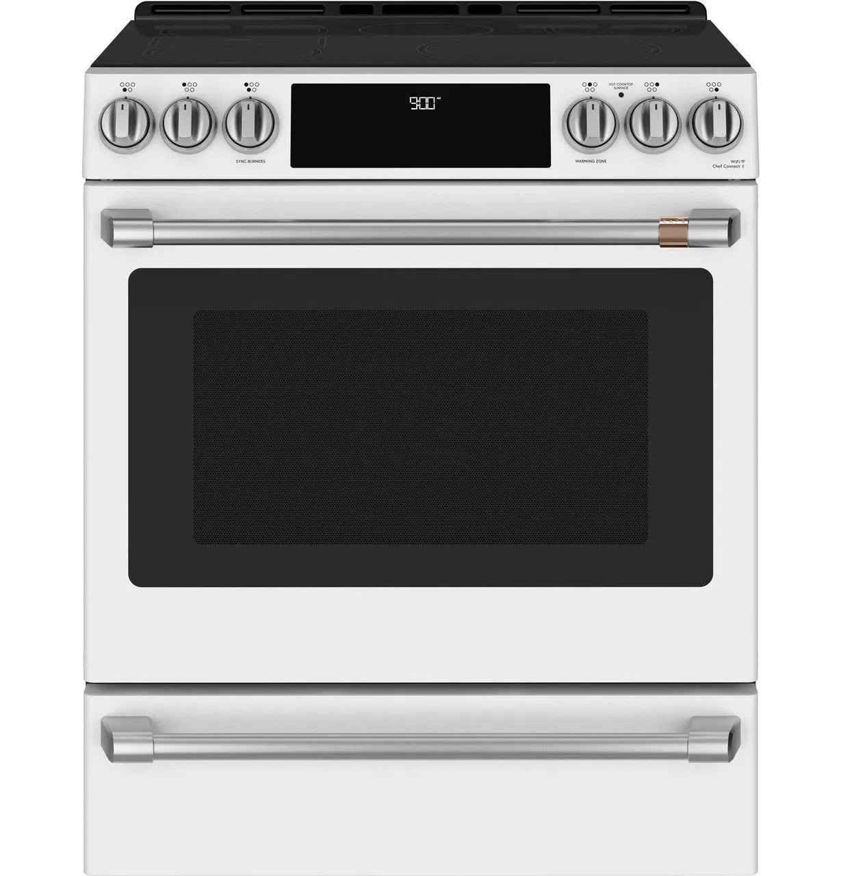 Cafe CHS900P4MW2 Caf(eback)™ 30" Smart Slide-In, Front-Control, Induction and Convection Range with Warming Drawer