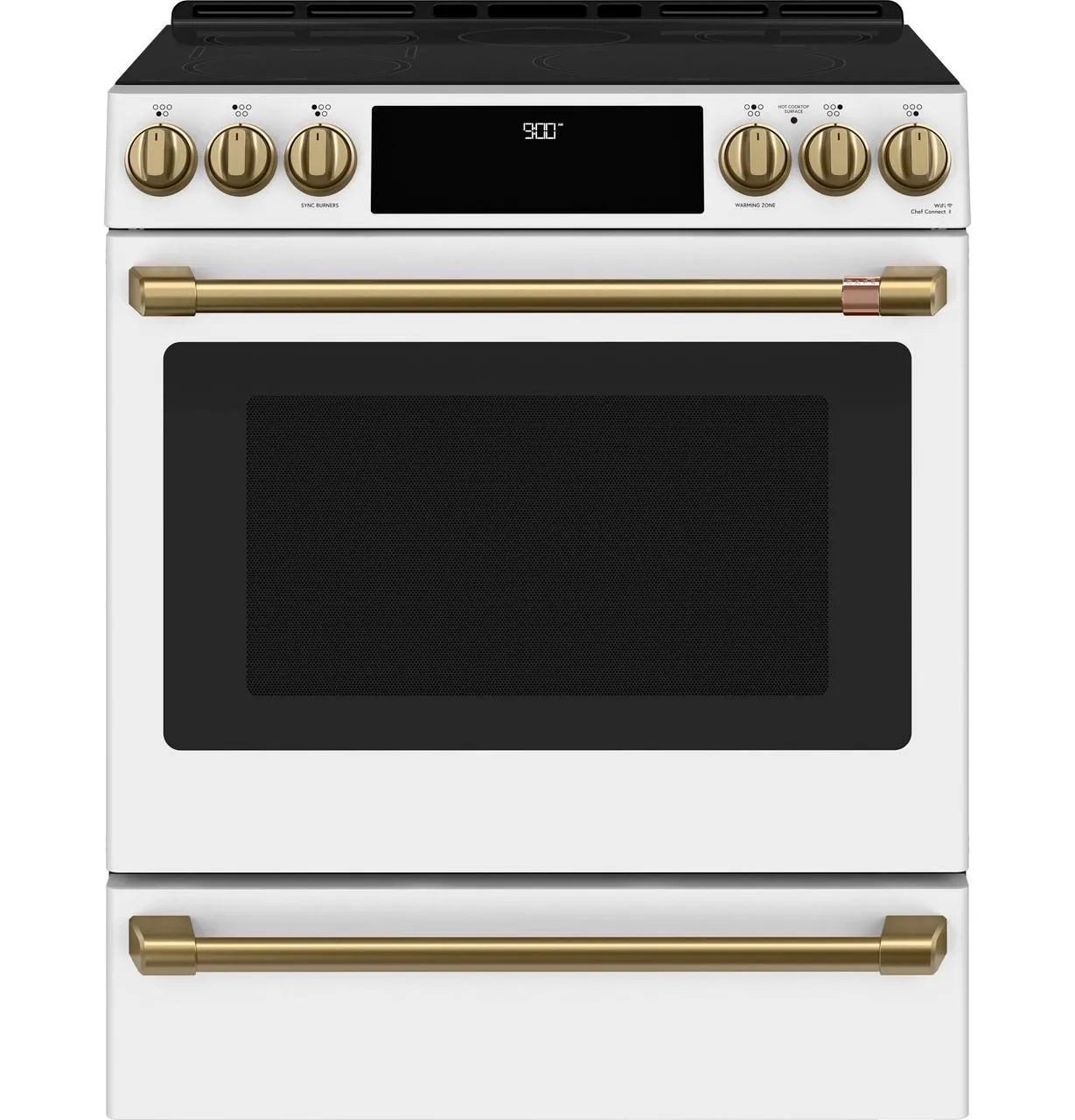 Cafe CHS900P4MW2 Caf(eback)™ 30" Smart Slide-In, Front-Control, Induction and Convection Range with Warming Drawer