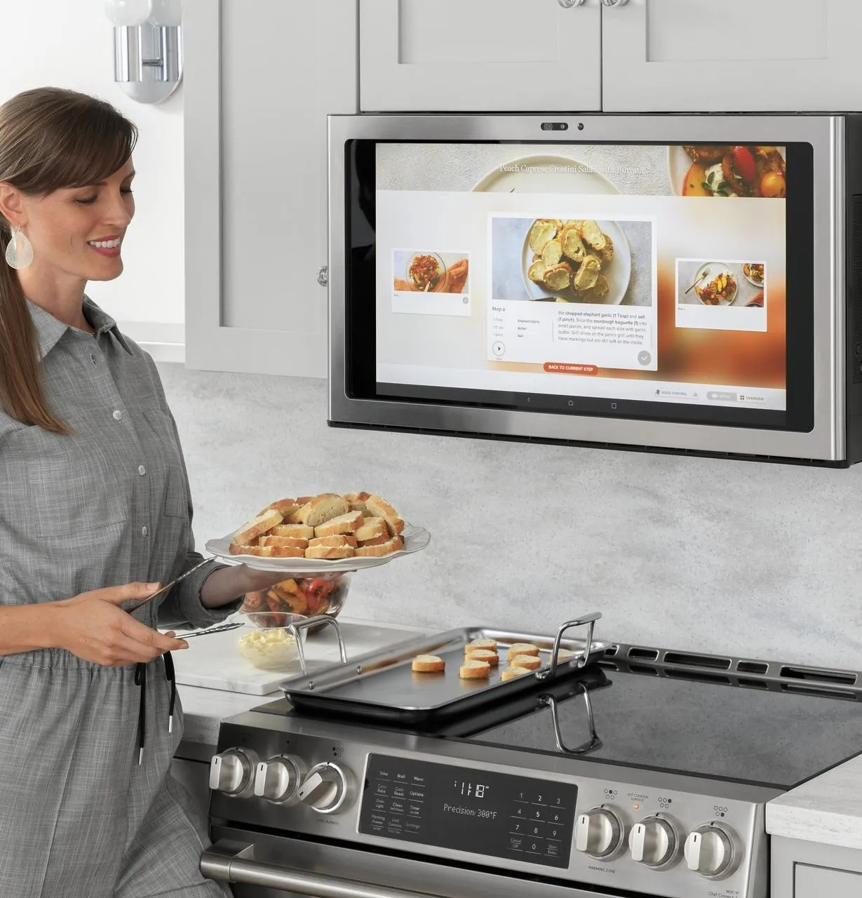 Cafe CHS90XP2MS1 Caf(eback)™ 30" Smart Slide-In, Front-Control, Induction and Convection Range with In-Oven Camera