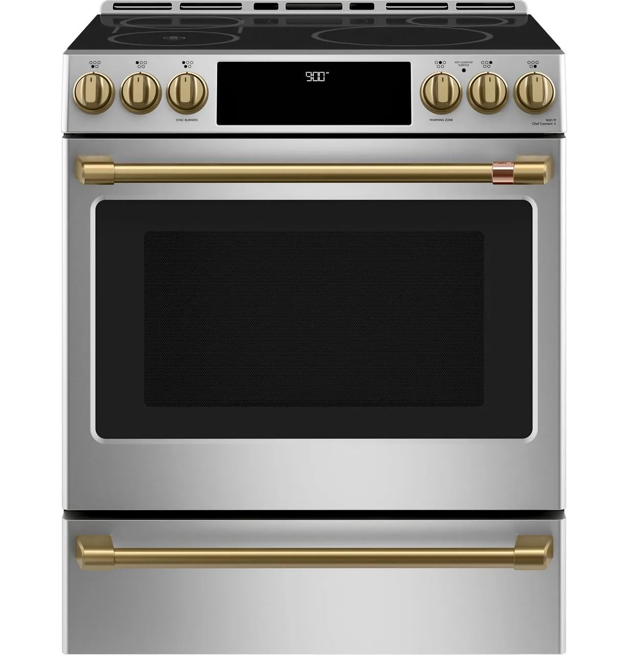 Cafe CHS90XP2MS1 Caf(eback)™ 30" Smart Slide-In, Front-Control, Induction and Convection Range with In-Oven Camera