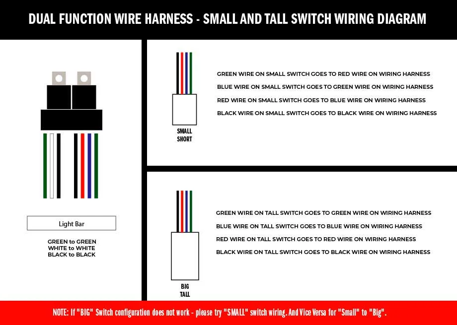 Cali Raised LED Wiring Harness For Dual Function Light Bar