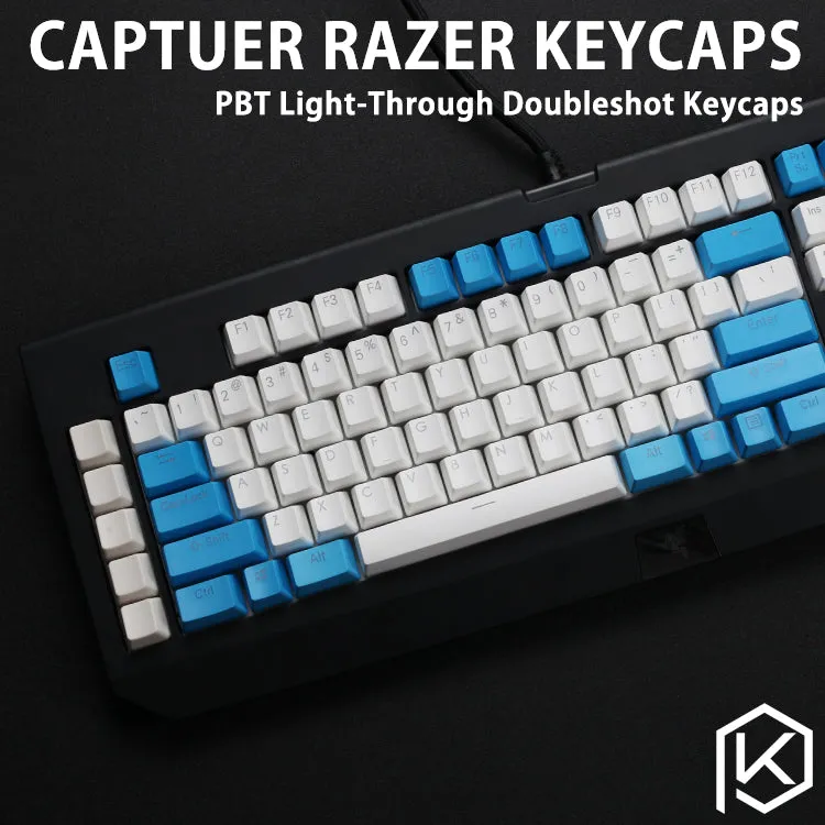 Capturer Backlit Doubleshot PBT Keycap Set Durable Shine-Through Legends OEM profile Compatible for razer black widow