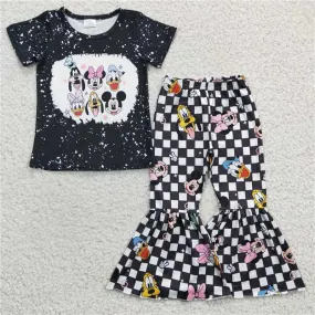 cartoon black T-shirt bell bottoms outfits GSPO0445