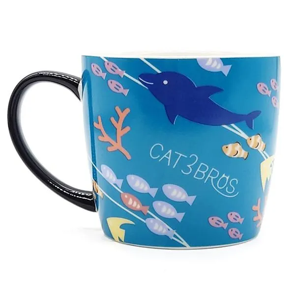 Ceramic-ai: Cat Mug Blue Fish