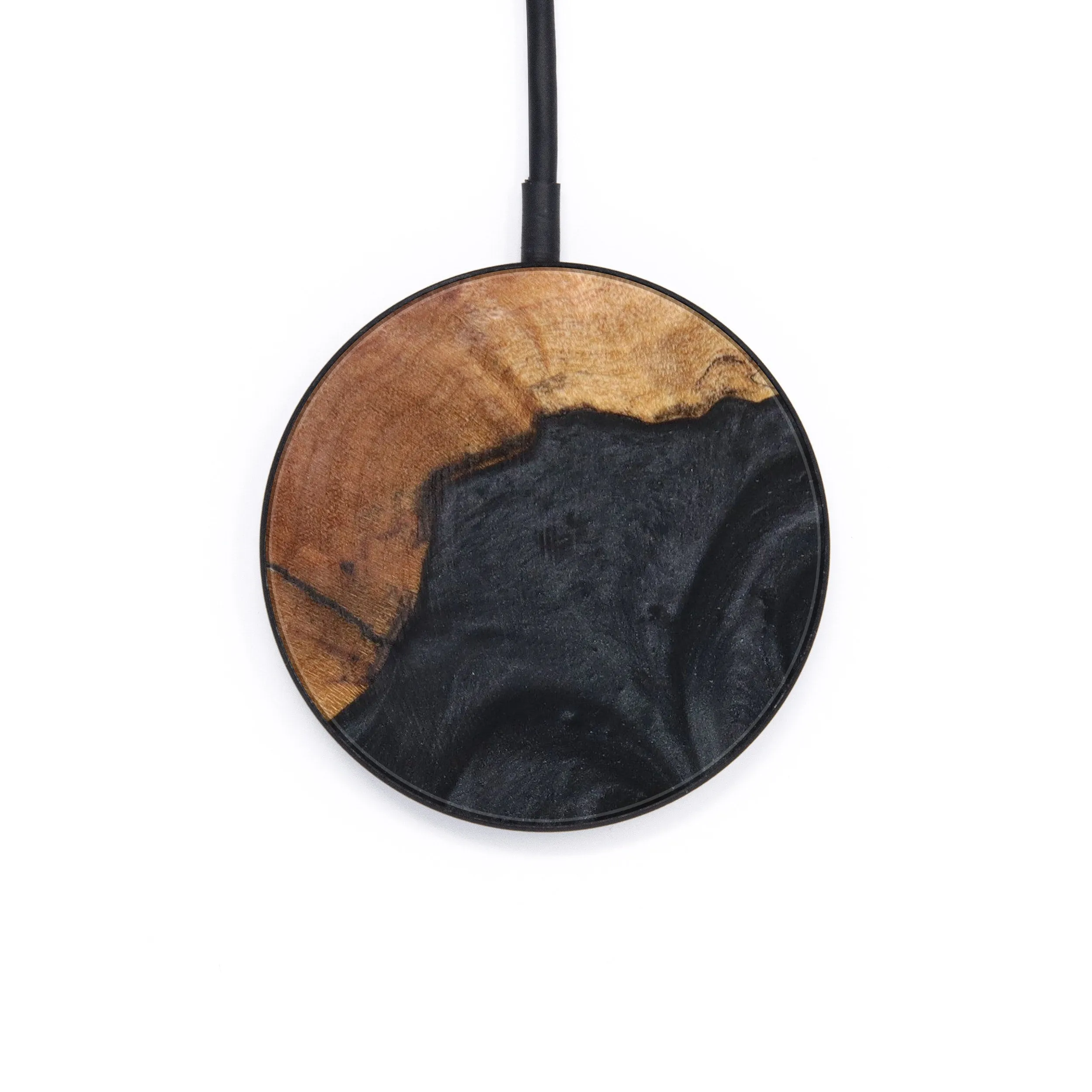 Circle Wood Resin Wireless Charger - Addilynn (Black & White, 626697)