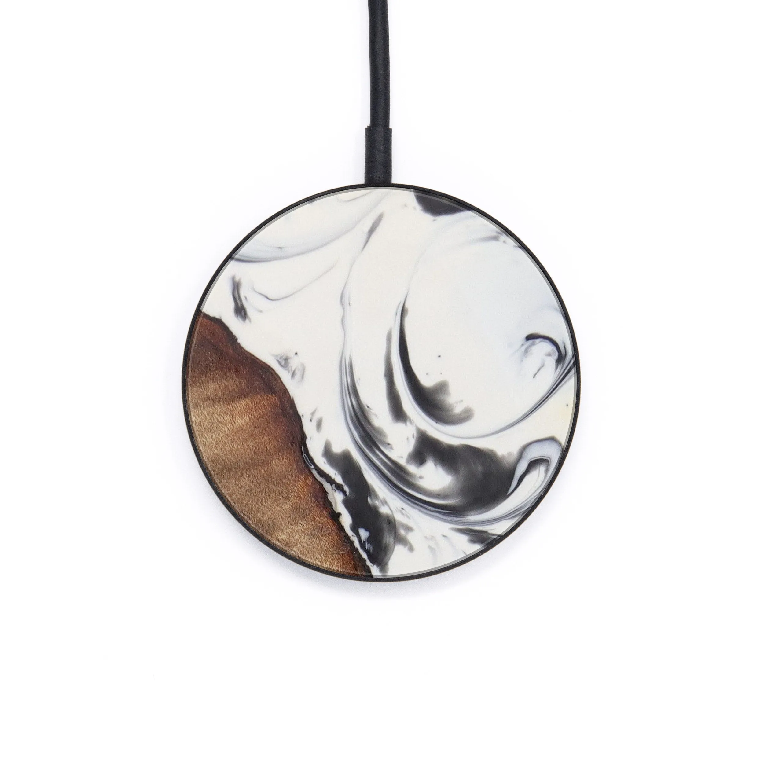 Circle Wood Resin Wireless Charger - Alfred (Black & White, 613063)