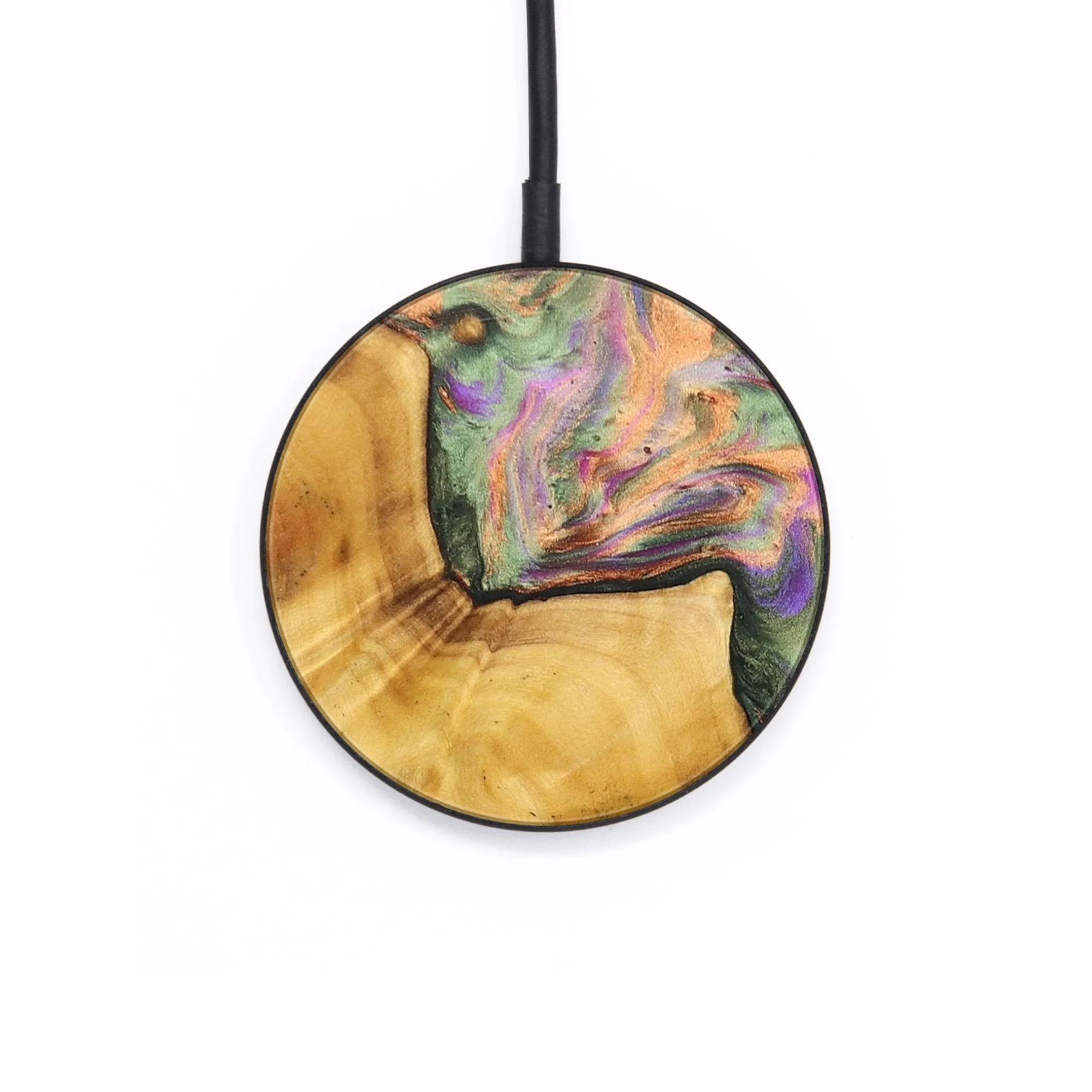 Circle Wood Resin Wireless Charger - Brianne (Green, 704140)