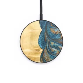 Circle Wood Resin Wireless Charger - Cassidy (Teal & Gold, 678991)