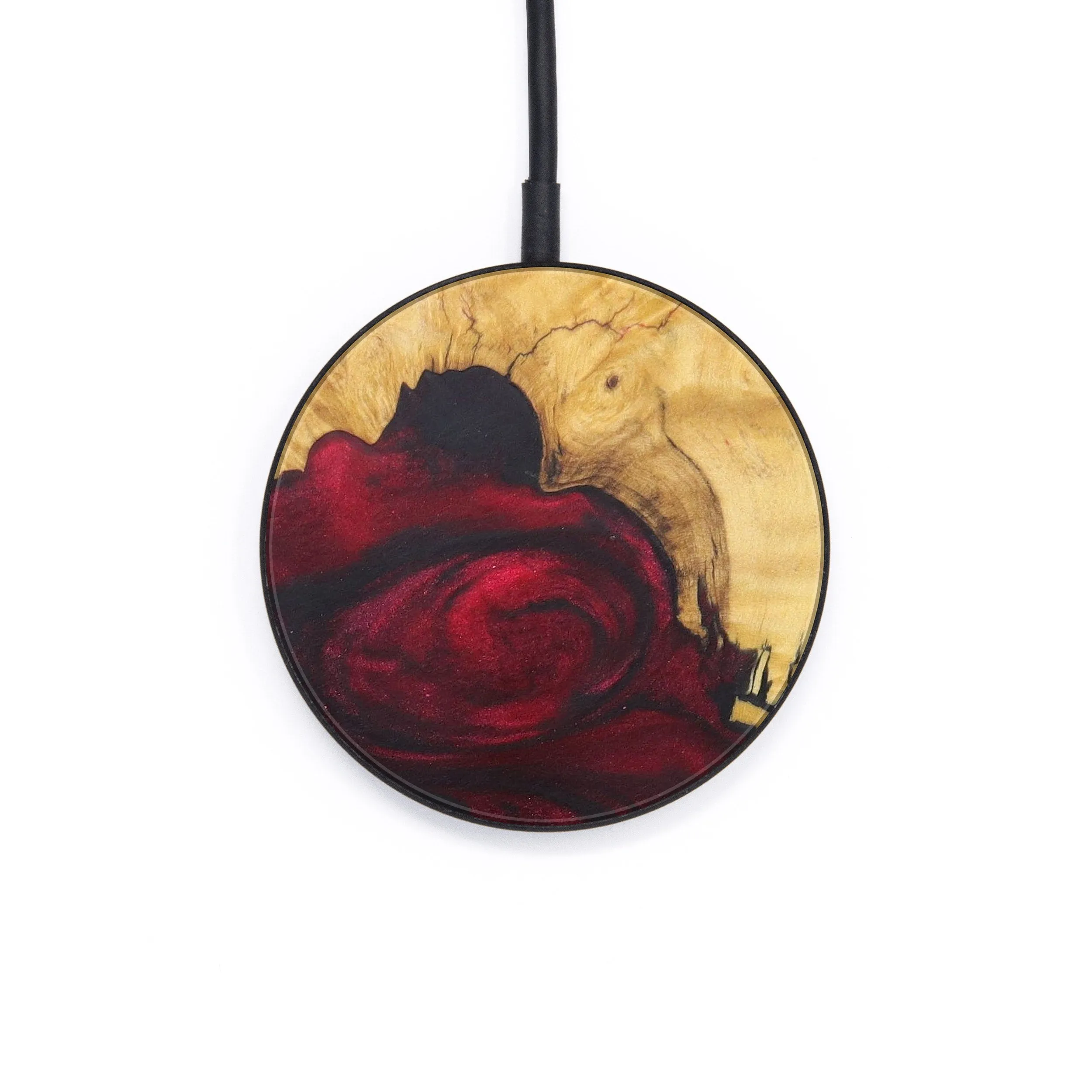 Circle Wood Resin Wireless Charger - Celina (Dark Red, 595627)