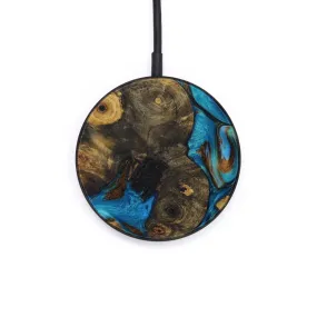 Circle Wood Resin Wireless Charger - Chastity (Teal & Gold, 586627)