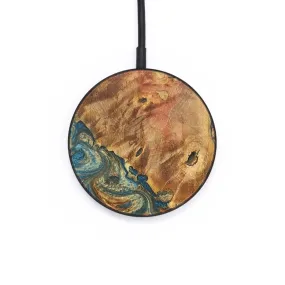 Circle Wood Resin Wireless Charger - Dolores (Teal & Gold, 697894)