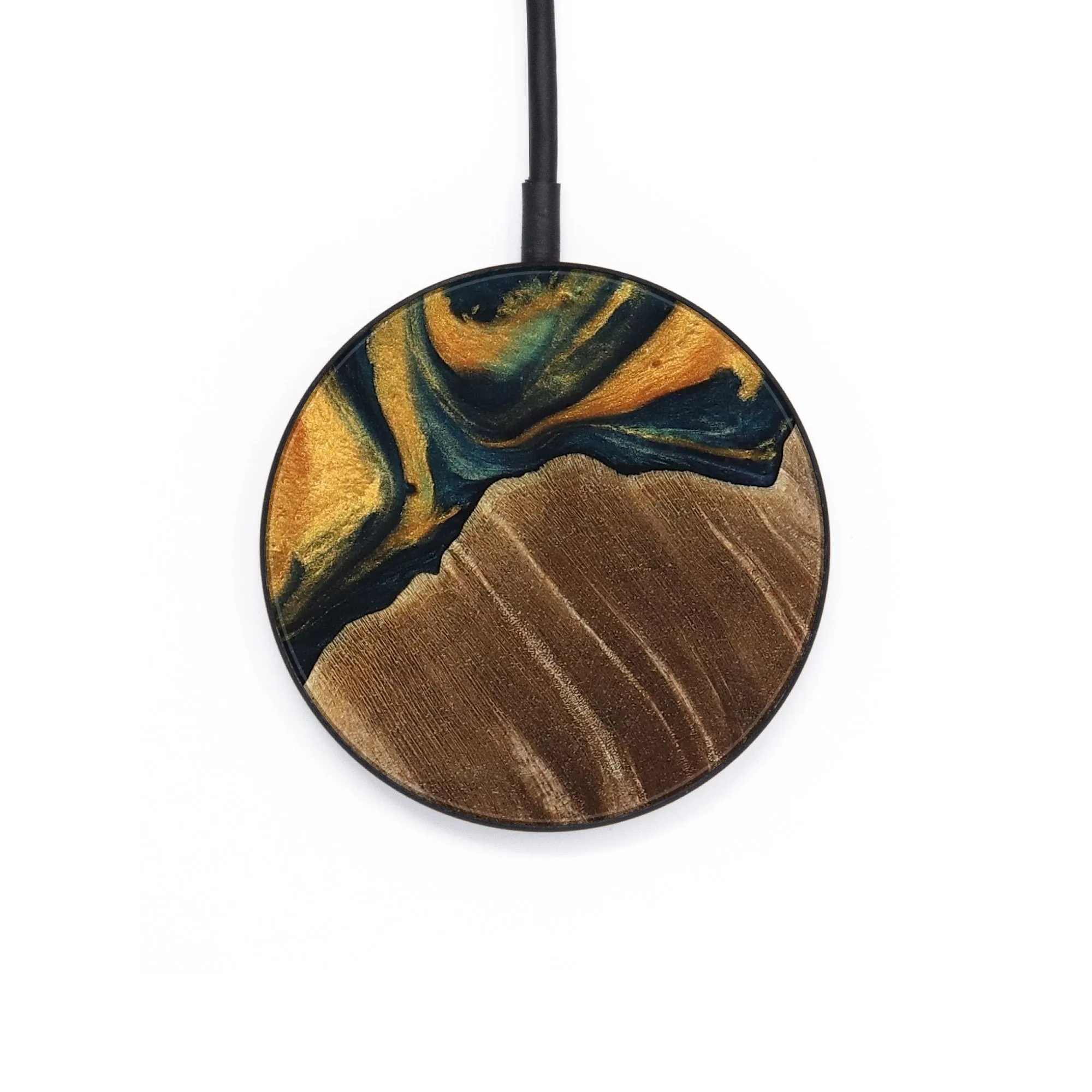 Circle Wood Wireless Charger - Emely (Teal & Gold, 741365)