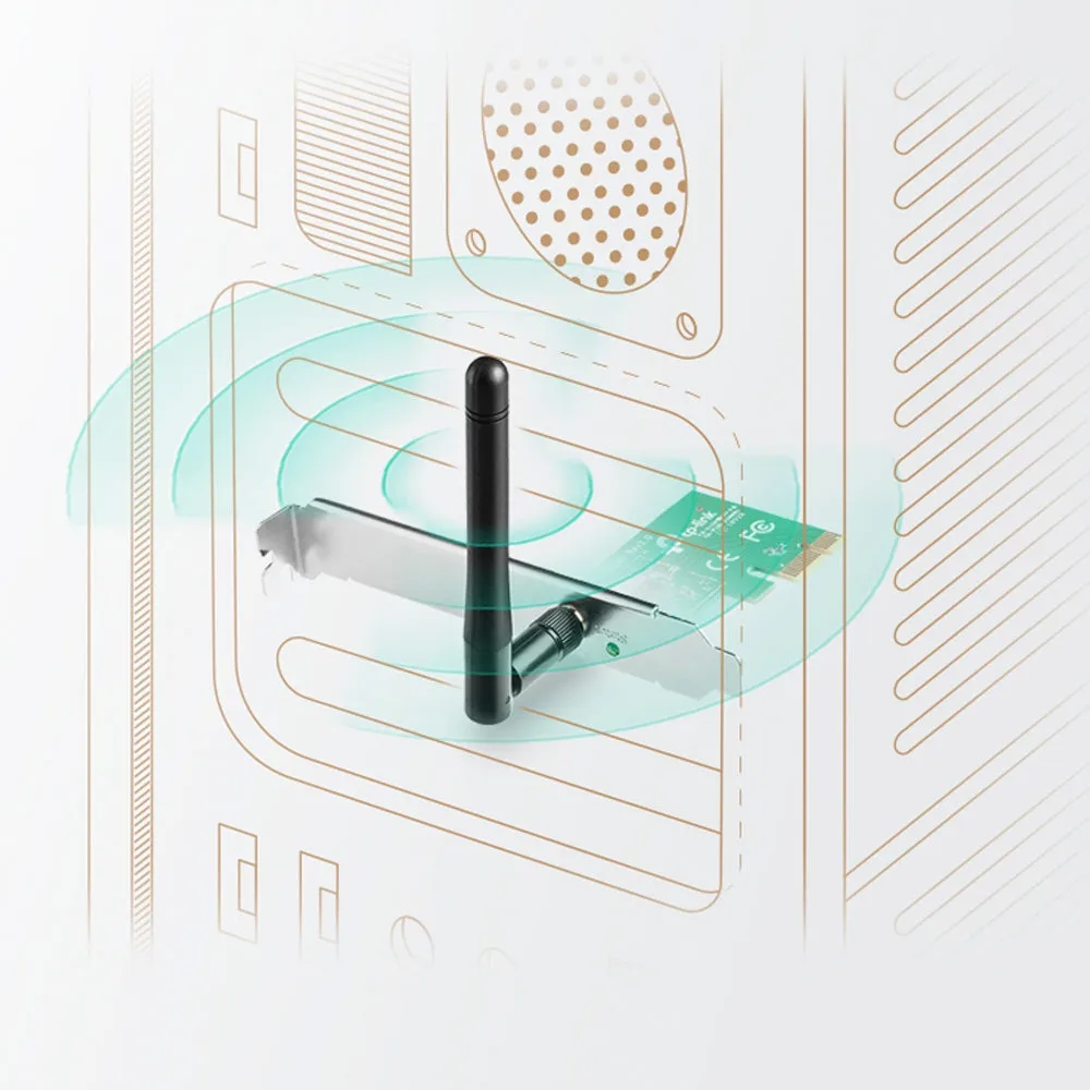 [CLEARANCE] TP-Link TL-WN781ND 150Mbps Wireless N PCIe Adapter 2.4GHz with 2x High Gain External Antennas, Advanced Security Connection with WPA/WPA2 encryption, Low Profile & Full Height Brackets for Windows 11/10/8.1/8/7 & Linux