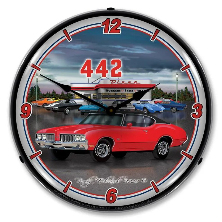 Collectable Sign and Clock - 1970 442 Oldsmobile Clock