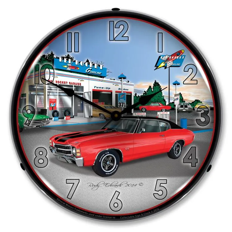 Collectable Sign and Clock - 1971 SS Chevelle Clock