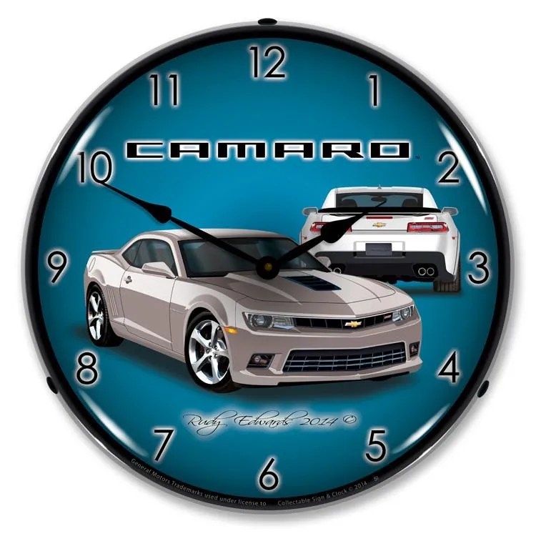 Collectable Sign and Clock - 2014 SS Camaro Silver Ice Clock