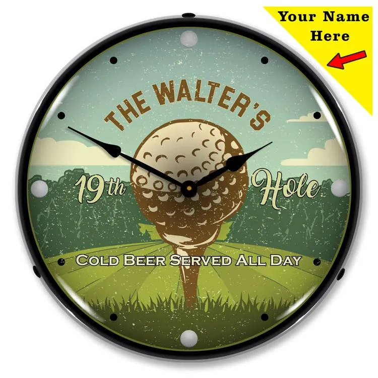 Collectable Sign and Clock - Add Your name 19th Hole Clock